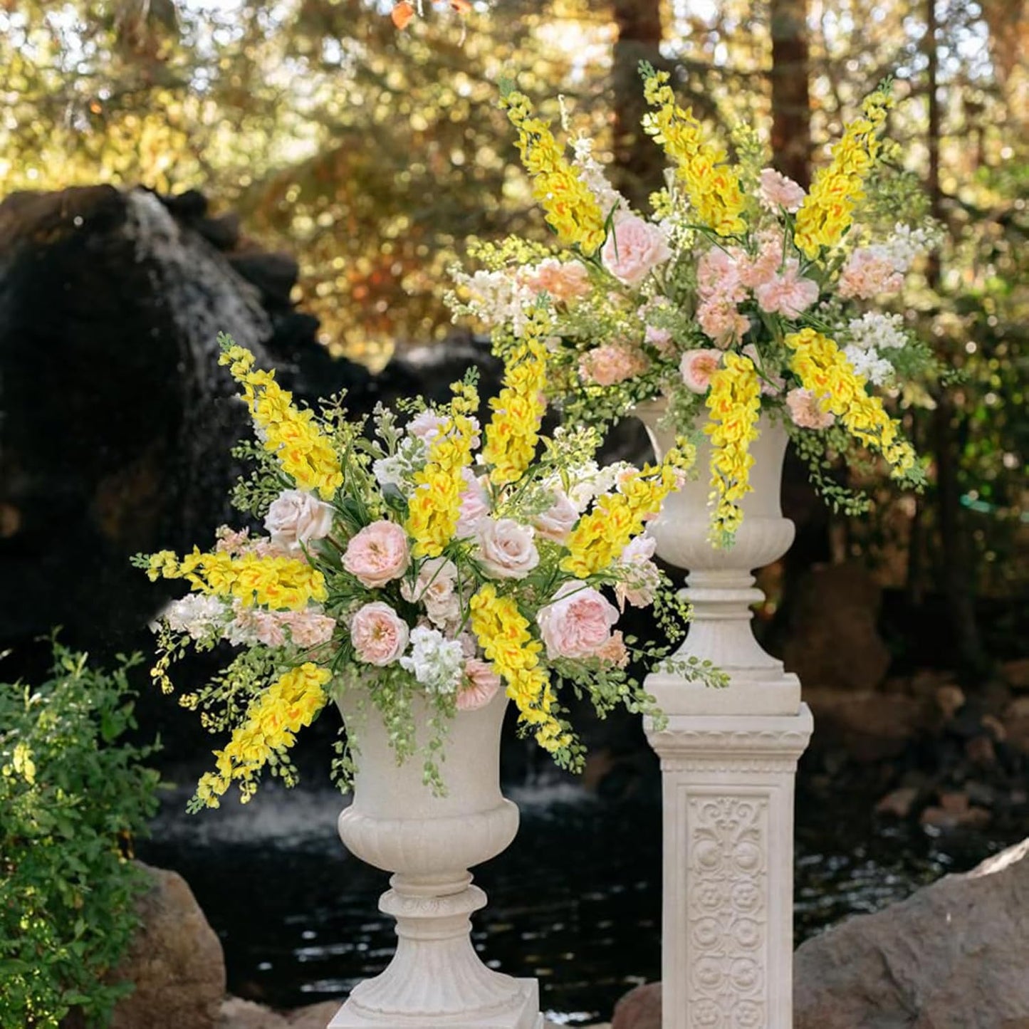 6PCS Green Delphinium Artificial Flowers Silk Snapdragon Artificial Flowers 36.22" Long Stem Flowers for Wedding Florals Centerpieces Home Decor(Green)