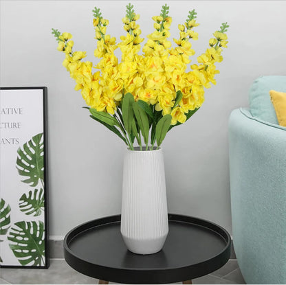 6PCS Green Delphinium Artificial Flowers Silk Snapdragon Artificial Flowers 36.22" Long Stem Flowers for Wedding Florals Centerpieces Home Decor(Green)