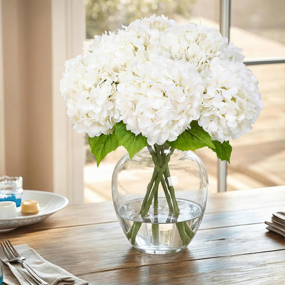 3Pcs White Artificial Hydrangea Flowers, Fake Hydrangea Flowers