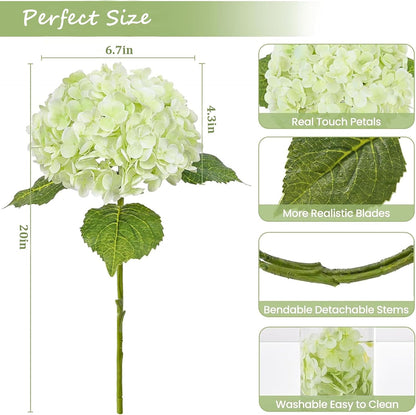 3Pcs White Artificial Hydrangea Flowers, Fake Hydrangea Flowers