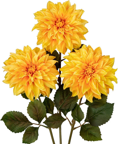 3Pcs Dark Red Fake Dahlia Flowers Fall Flowers Artificial for Decoration Silk Flower with Long Stem 28" Floral Arrangements Bouquets Autumn Faux Dahlias Centerpieces Fall Decorations for Home