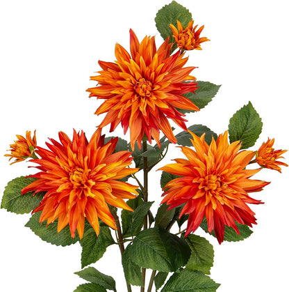 3Pcs Dark Red Fake Dahlia Flowers Fall Flowers Artificial for Decoration Silk Flower with Long Stem 28" Floral Arrangements Bouquets Autumn Faux Dahlias Centerpieces Fall Decorations for Home