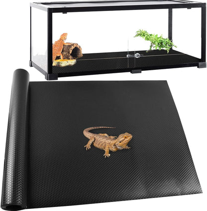 Bearded Dragon Tank Accessories Reptile Carpet, 24"×118", Black