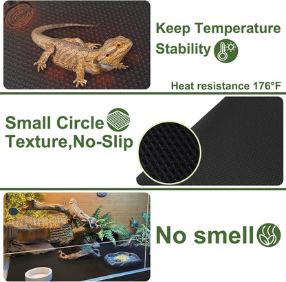 Bearded Dragon Tank Accessories Reptile Carpet, 24"×118", Black