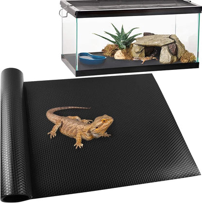 Bearded Dragon Tank Accessories Reptile Carpet, 24"×118", Black
