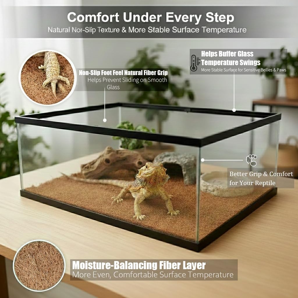Bearded Dragon Tank Accessories Reptile Carpet, 24"×118", Black