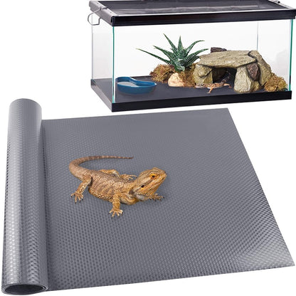 Bearded Dragon Tank Accessories Reptile Carpet, 24"×118", Black