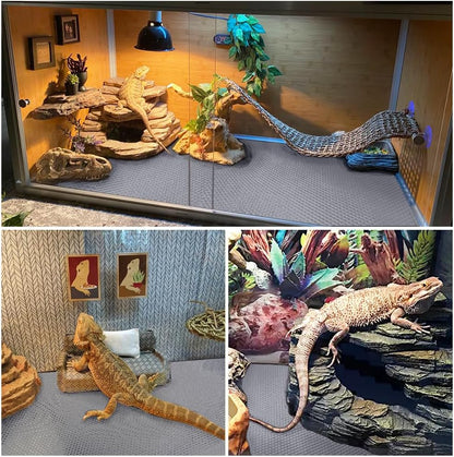 Bearded Dragon Tank Accessories Reptile Carpet, 24"×118", Black