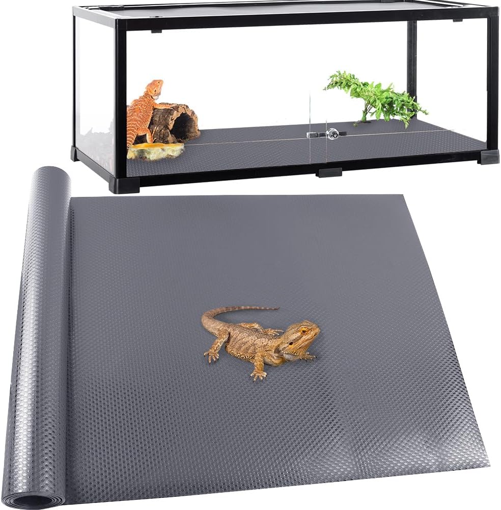 Bearded Dragon Tank Accessories Reptile Carpet, 24"×118", Black