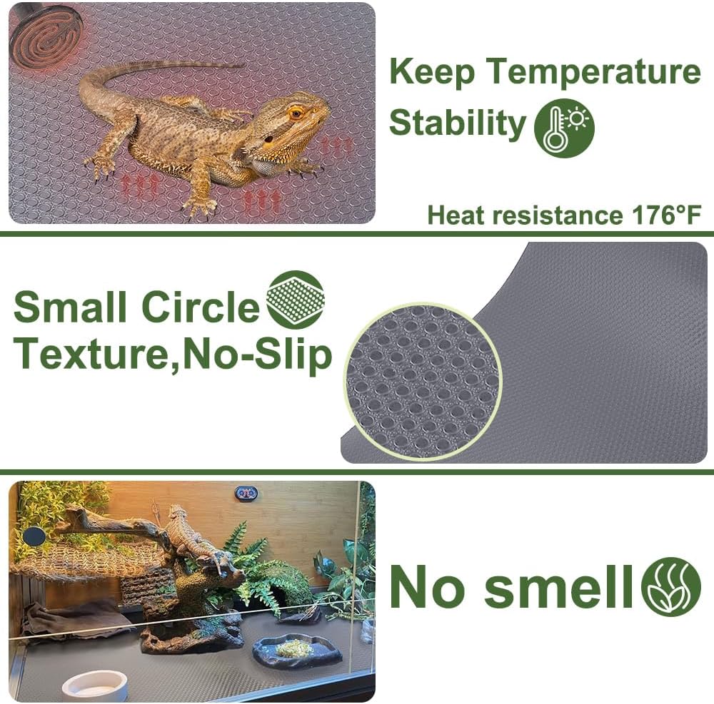 Bearded Dragon Tank Accessories Reptile Carpet, 24"×118", Black