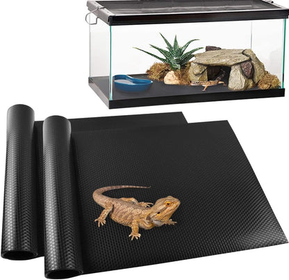 Bearded Dragon Tank Accessories Reptile Carpet, 24"×118", Black