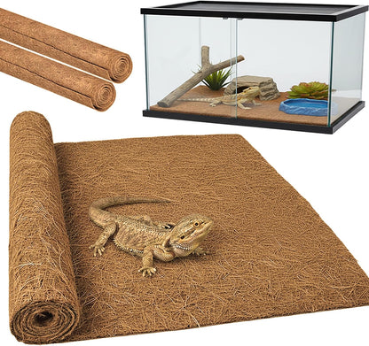 Bearded Dragon Tank Accessories Reptile Carpet, 24"×118", Black