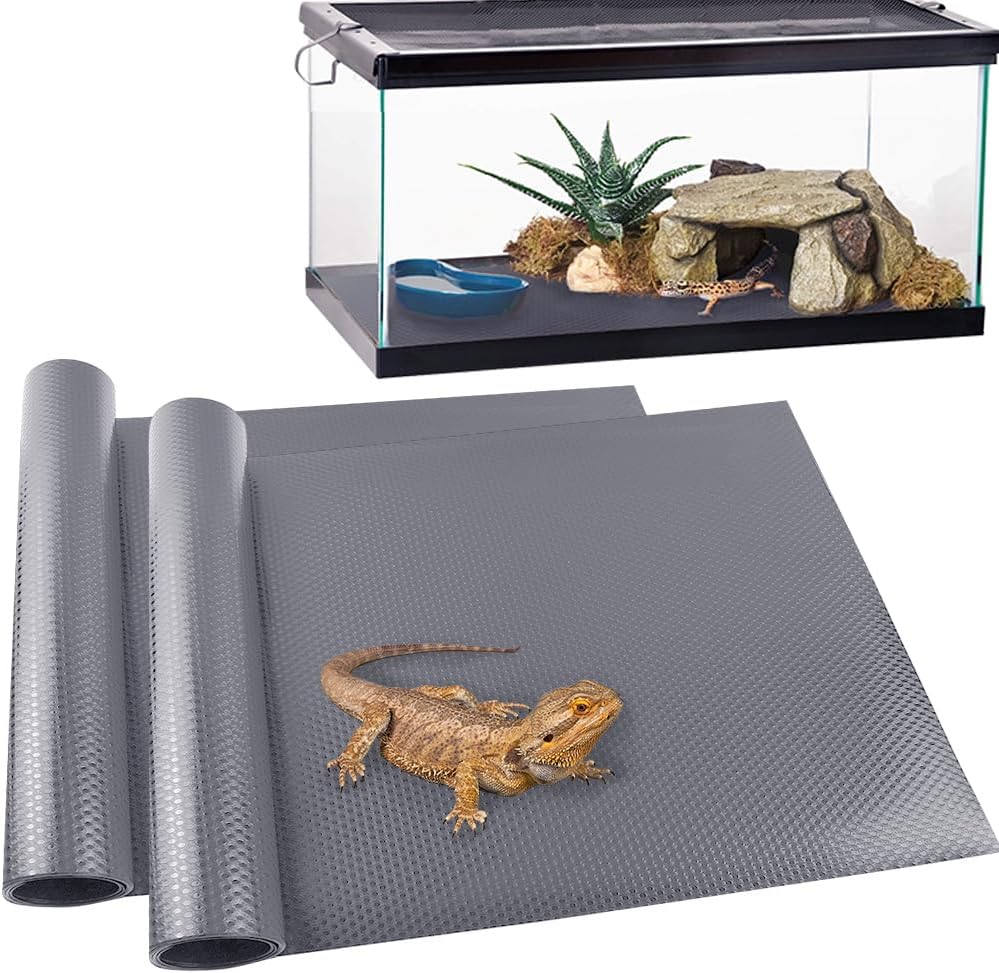 Bearded Dragon Tank Accessories Reptile Carpet, 24"×118", Black