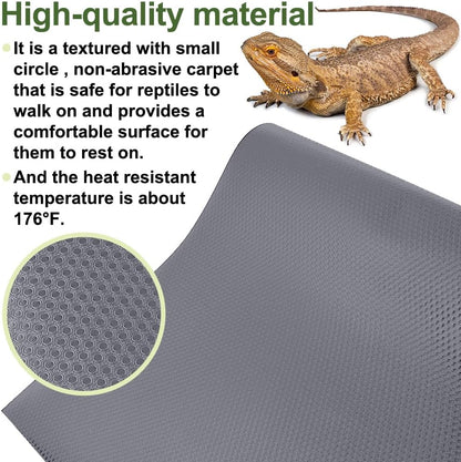 Bearded Dragon Tank Accessories Reptile Carpet, 24"×118", Black