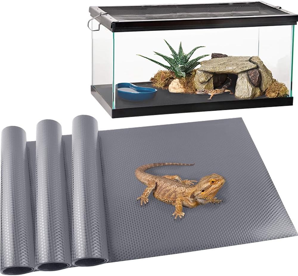 Bearded Dragon Tank Accessories Reptile Carpet, 24"×118", Black