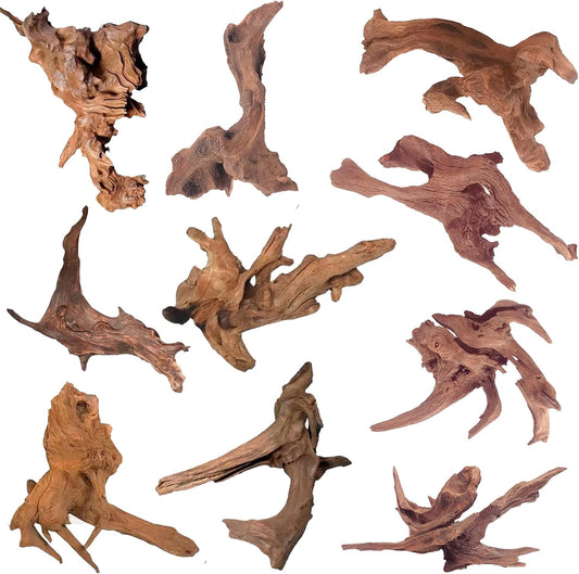 Natural Driftwood for Aquarium Decor, 2-Piece 10''-14'' Large Driftwood for Decorations on Fish Tank, Reptiles Bearded Dragon Accessories or Air Plants