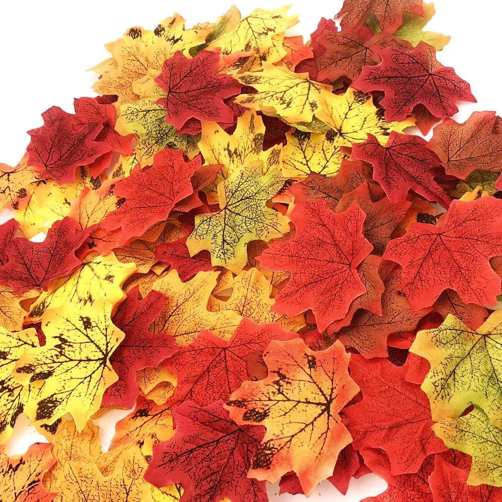 200 Pcs Fall Artificial Maple Leaves for Thanksgiving,Weddings Decorations,Festival Events