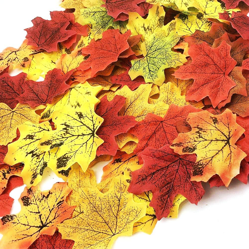 200 Pcs Fall Artificial Maple Leaves for Thanksgiving,Weddings Decorations,Festival Events