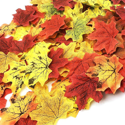 200 Pcs Fall Artificial Maple Leaves for Thanksgiving,Weddings Decorations,Festival Events