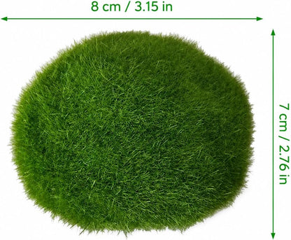 Artificial Moss Balls for Aquarium, Fake Moss Ball Decorative Rocks, Green Moss Covered Stones for Fish Tank Decor, Terrarium, Fairy Garden, Floral Arrangements (Large 6 pcs)