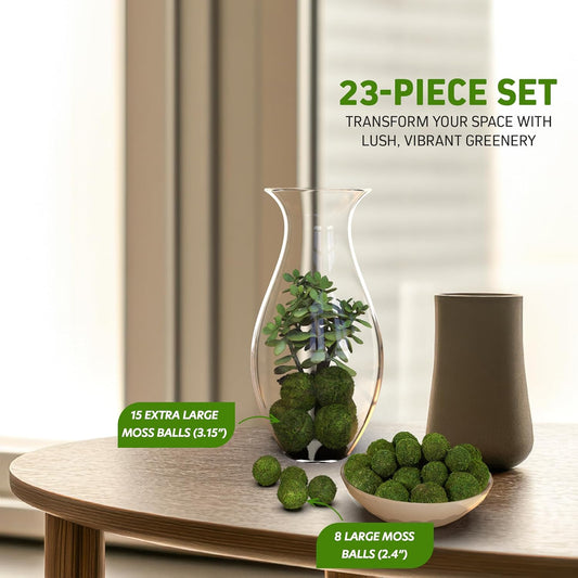 Decorative Moss Balls, 23-Piece Large and Extra Large Faux Green Set