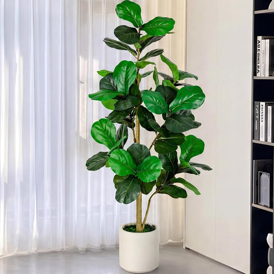Artificial Fiddle Leaf Fig Tree 5FT Tall Faux Ficus Lyrata Tree with Planter Fig Silk Artificial Floor Plant Realistic for Indoor Outdoor Home Office Living Room Decor Housewarming Gift