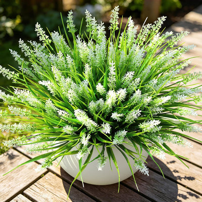 16 PCS Artificial Flowers for Outdoors,White Fake Lavender Plants