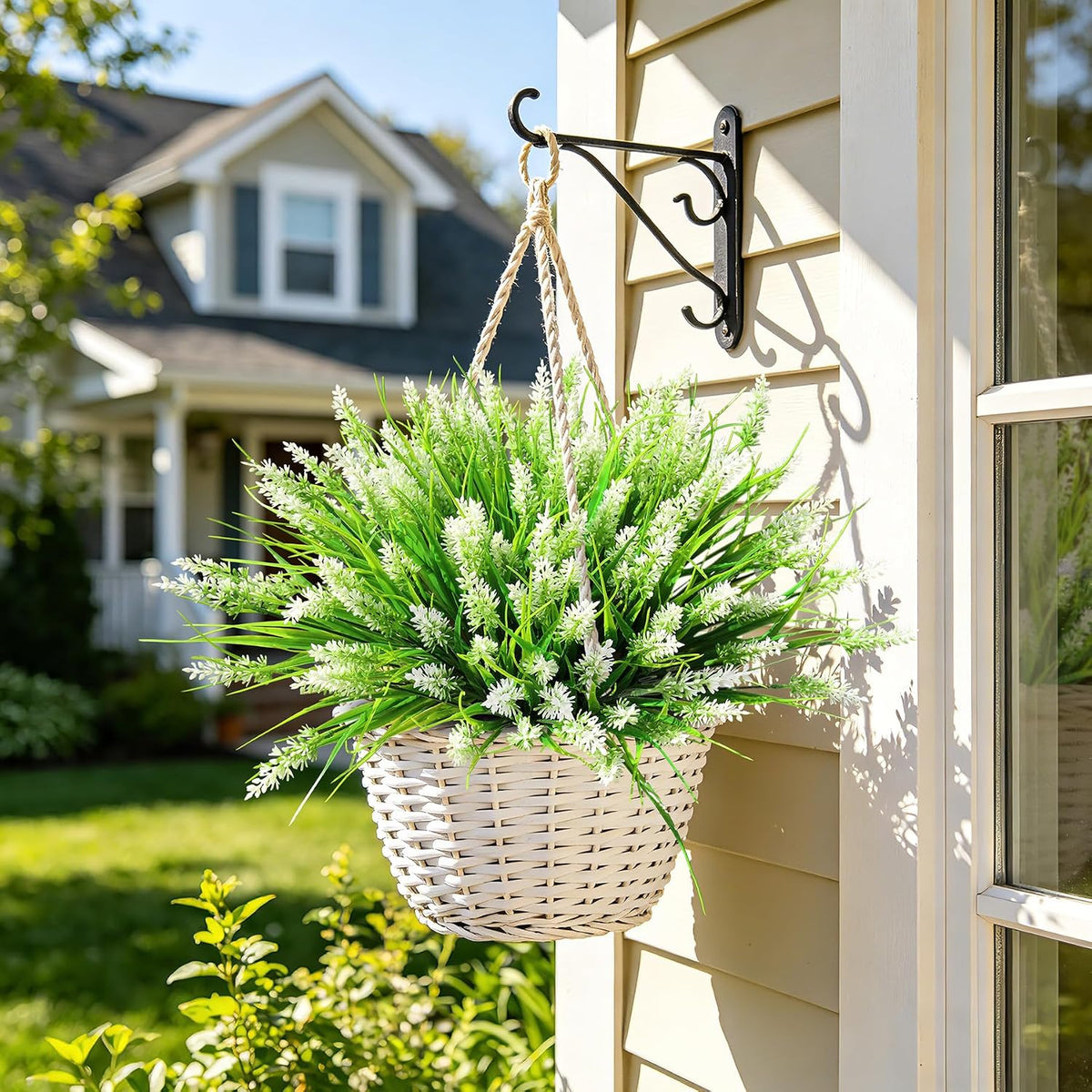 16 PCS Artificial Flowers for Outdoors,White Fake Lavender Plants
