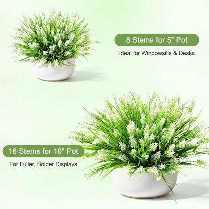 16 PCS Artificial Flowers for Outdoors,White Fake Lavender Plants
