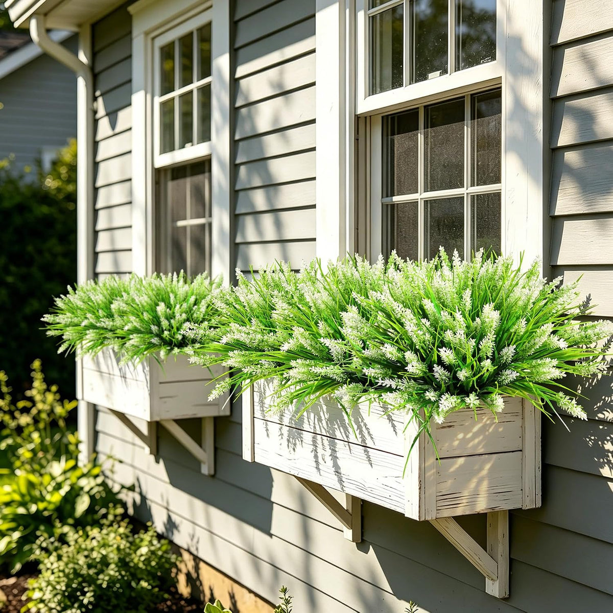 16 PCS Artificial Flowers for Outdoors,White Fake Lavender Plants
