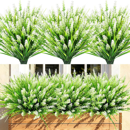 16 PCS Artificial Flowers for Outdoors,White Fake Lavender Plants
