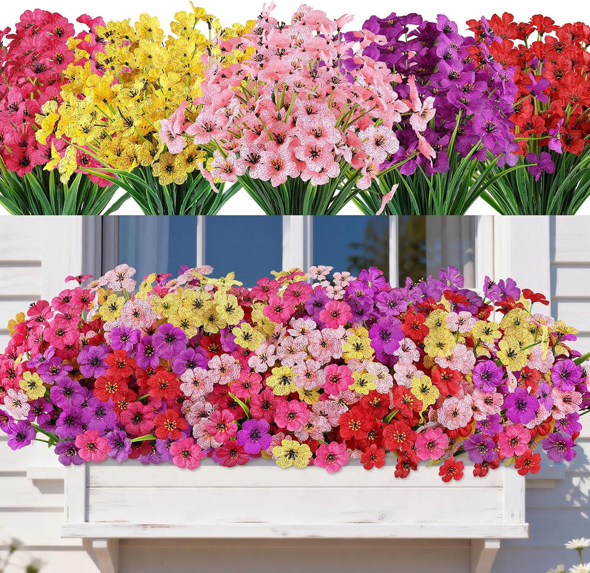 16 PCS Artificial Flowers for Outdoors,White Fake Lavender Plants