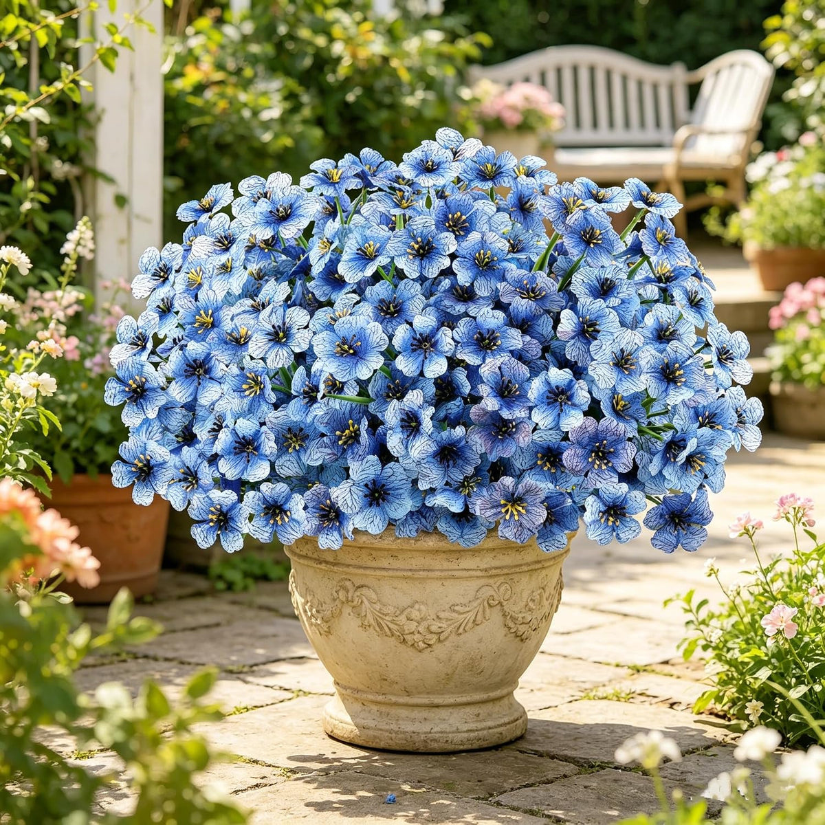 16 PCS Artificial Flowers for Outdoors,White Fake Lavender Plants