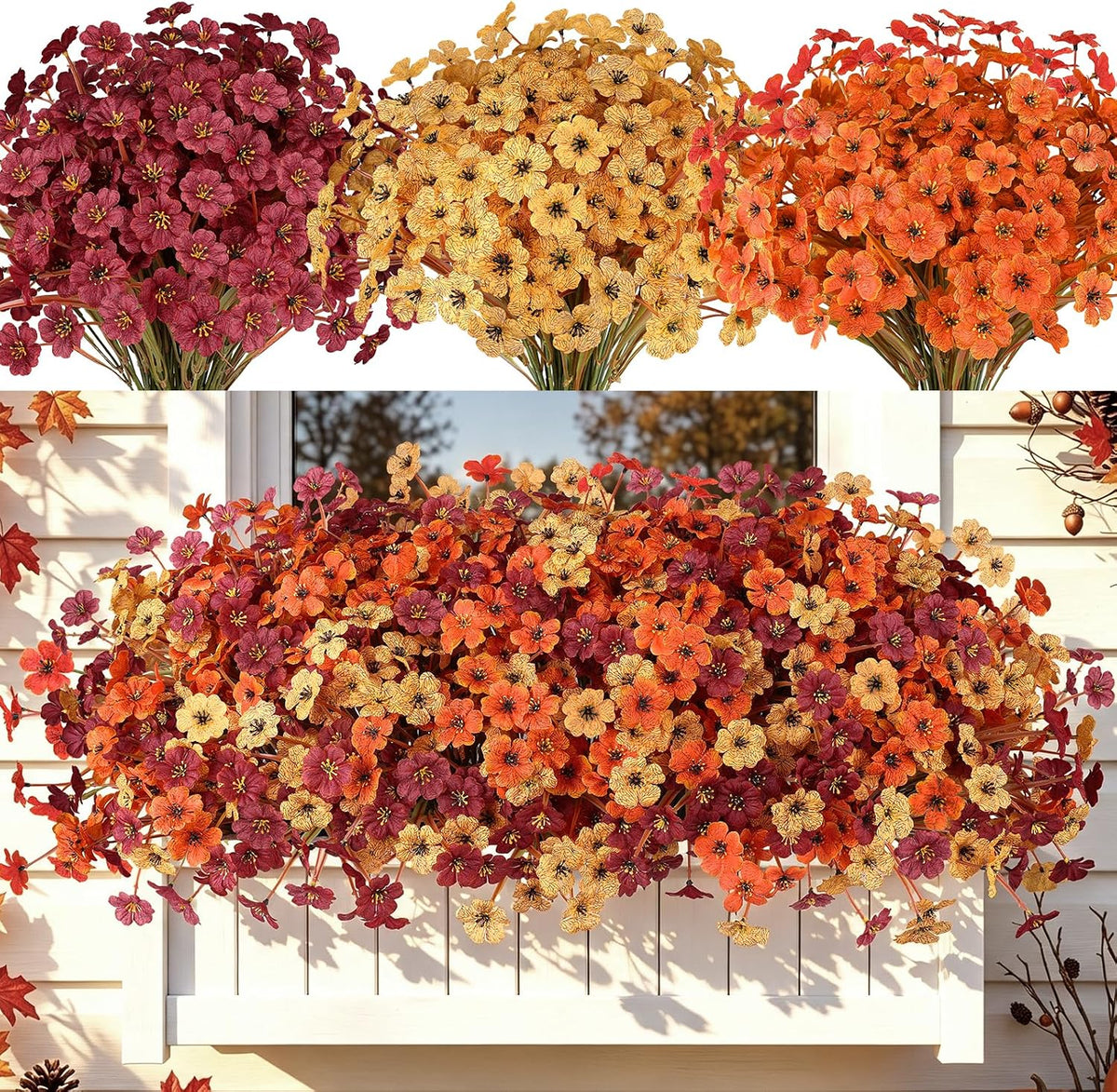 16 PCS Artificial Flowers for Outdoors,White Fake Lavender Plants