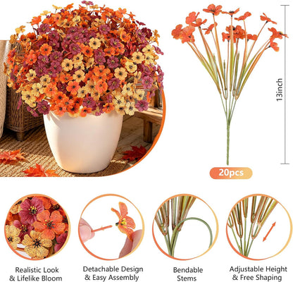 16 PCS Artificial Flowers for Outdoors,White Fake Lavender Plants
