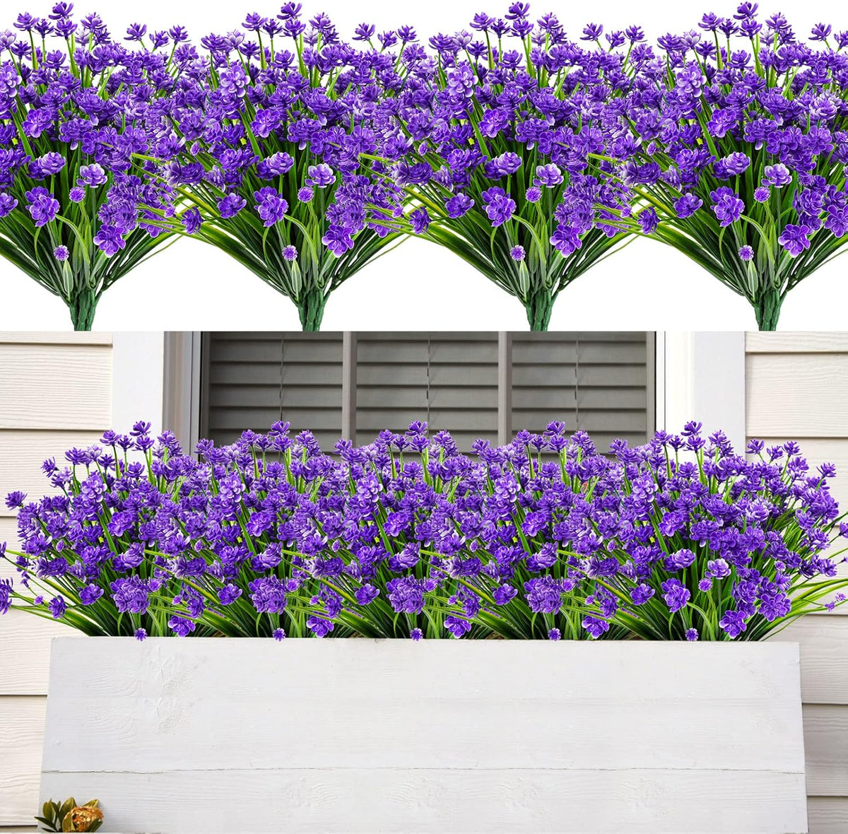 16 PCS Artificial Flowers for Outdoors,White Fake Lavender Plants