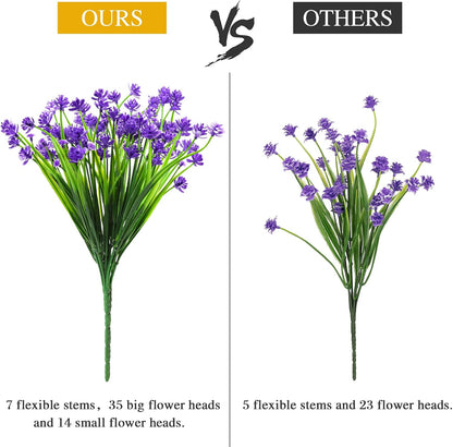 16 PCS Artificial Flowers for Outdoors,White Fake Lavender Plants