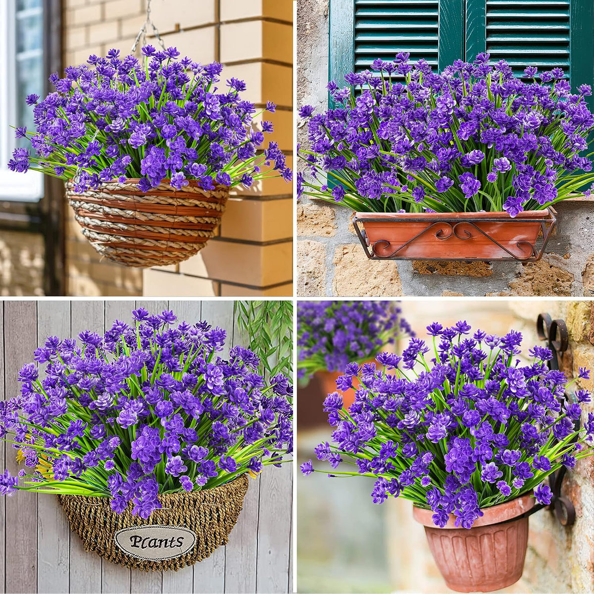 16 PCS Artificial Flowers for Outdoors,White Fake Lavender Plants