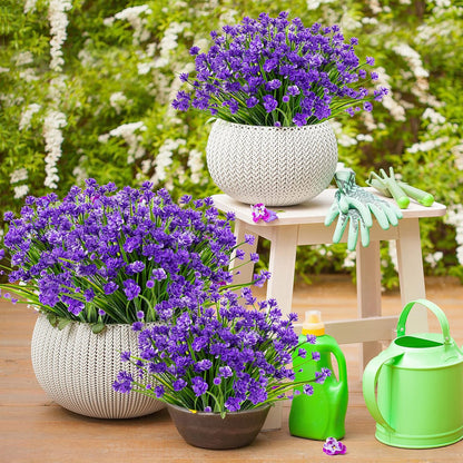 16 PCS Artificial Flowers for Outdoors,White Fake Lavender Plants