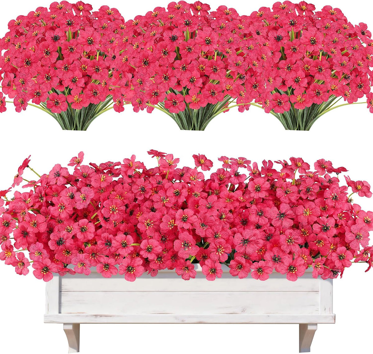 16 PCS Artificial Flowers for Outdoors,White Fake Lavender Plants