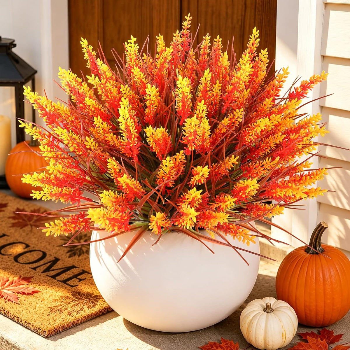 16 PCS Artificial Flowers for Outdoors,White Fake Lavender Plants