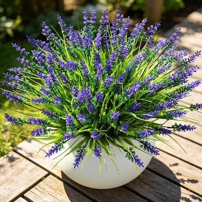 16 PCS Artificial Flowers for Outdoors,White Fake Lavender Plants