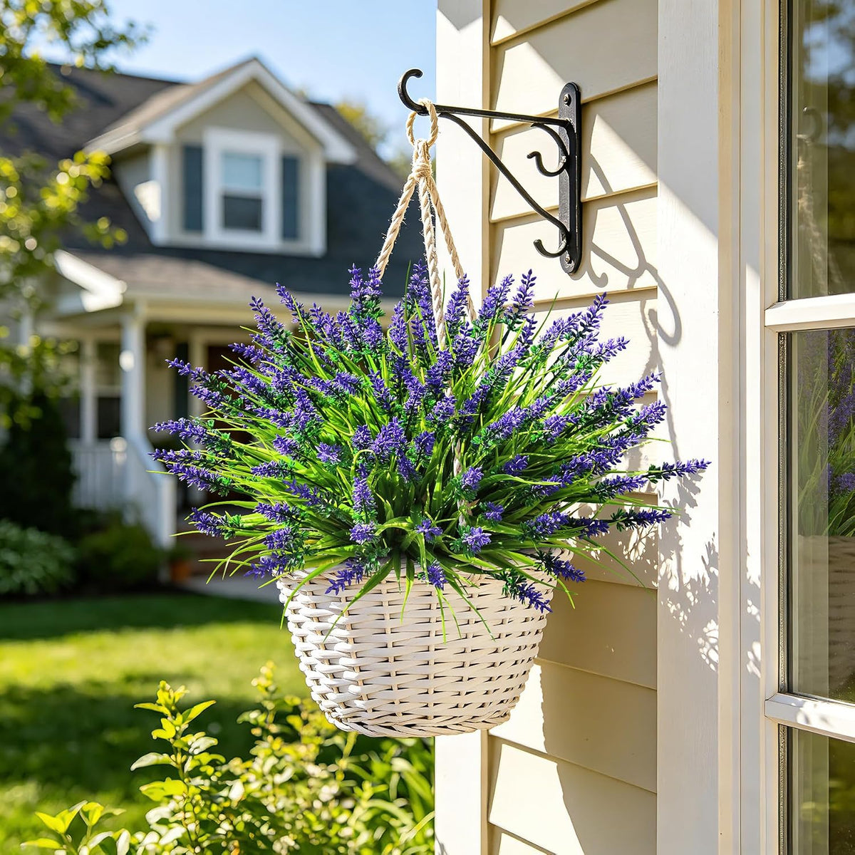 16 PCS Artificial Flowers for Outdoors,White Fake Lavender Plants