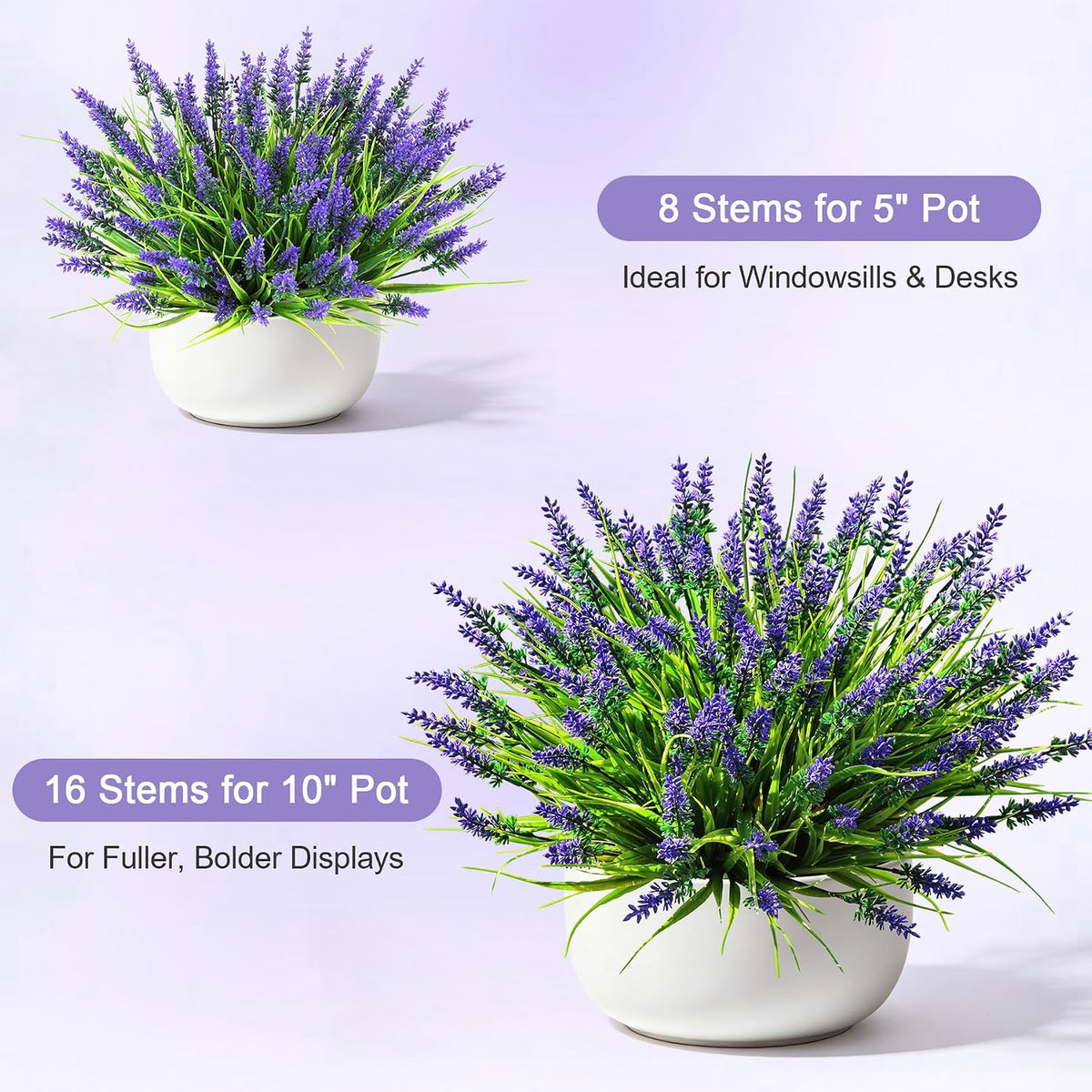 16 PCS Artificial Flowers for Outdoors,White Fake Lavender Plants