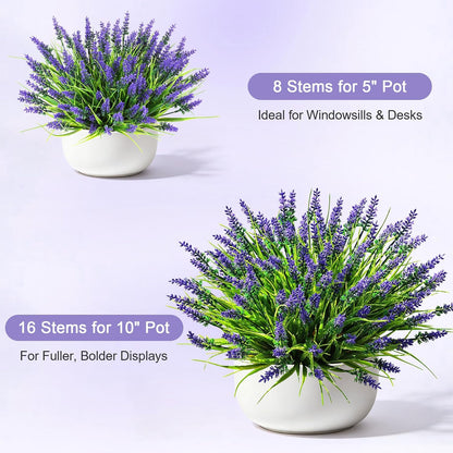16 PCS Artificial Flowers for Outdoors,White Fake Lavender Plants
