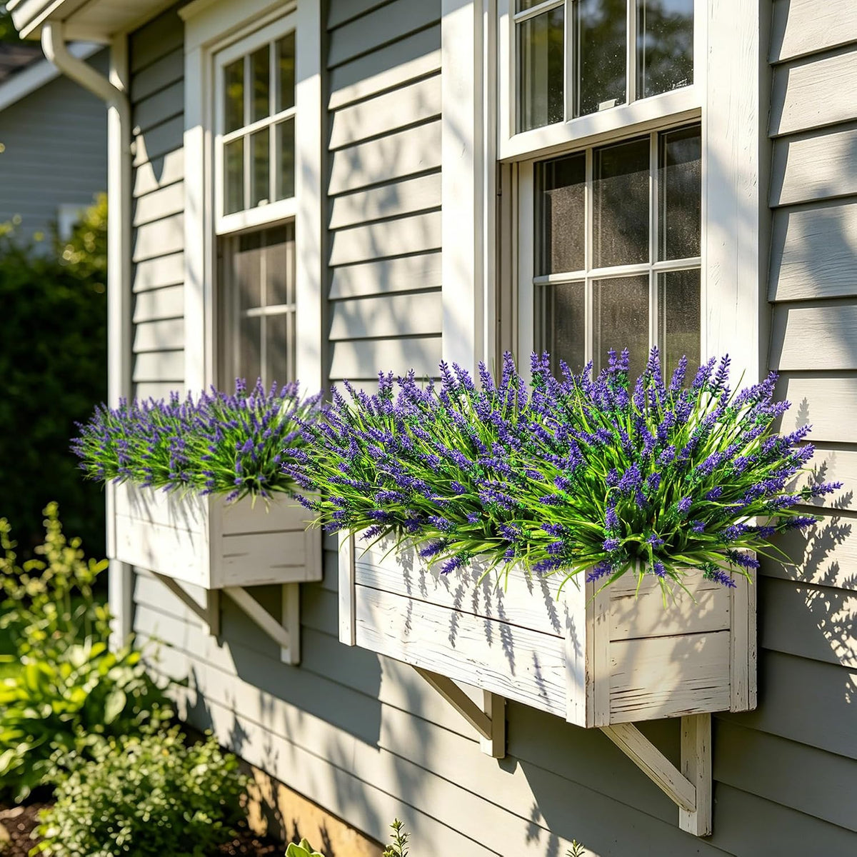 16 PCS Artificial Flowers for Outdoors,White Fake Lavender Plants