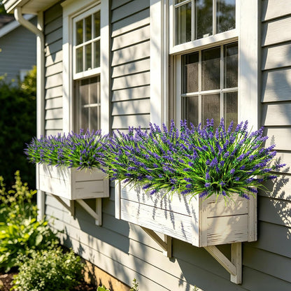 16 PCS Artificial Flowers for Outdoors,White Fake Lavender Plants