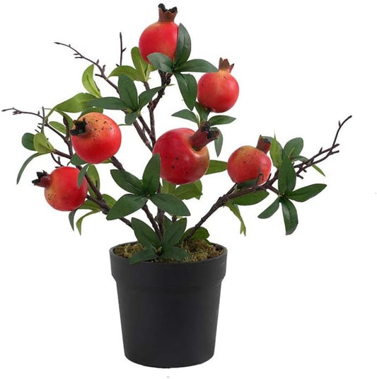 Artificial Potted Plant Lemon Decoration Plant Fake Pomegranate, Mini Tree Potted Fake Plant, Used for Home Office Decoration (Pomegranate-Large)