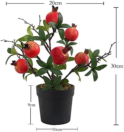 Artificial Potted Plant Lemon Decoration Plant Fake Pomegranate, Mini Tree Potted Fake Plant, Used for Home Office Decoration (Pomegranate-Large)