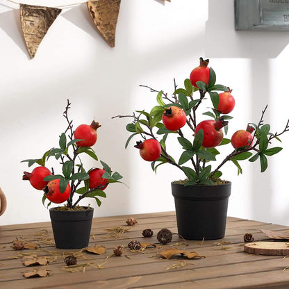 Artificial Potted Plant Lemon Decoration Plant Fake Pomegranate, Mini Tree Potted Fake Plant, Used for Home Office Decoration (Pomegranate-Large)